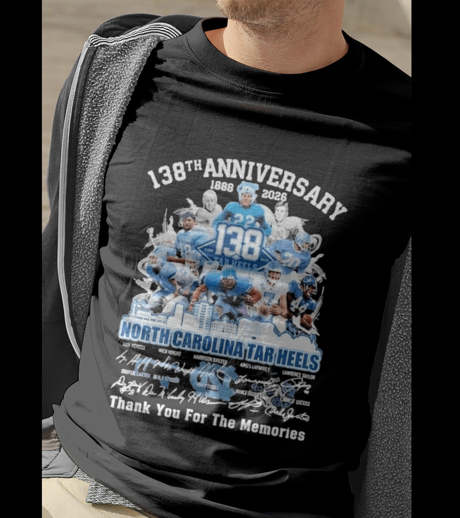 138th Anniversary 1888 2026 North Carolina Tar Heels Thank You For The Memories T-Shirt
