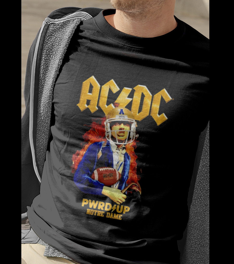 ACDC PWR UP Notre Dame Irish Football T-Shirt