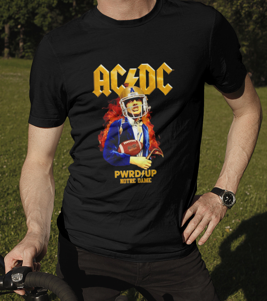 ACDC PWR UP Notre Dame Irish Football T-Shirt