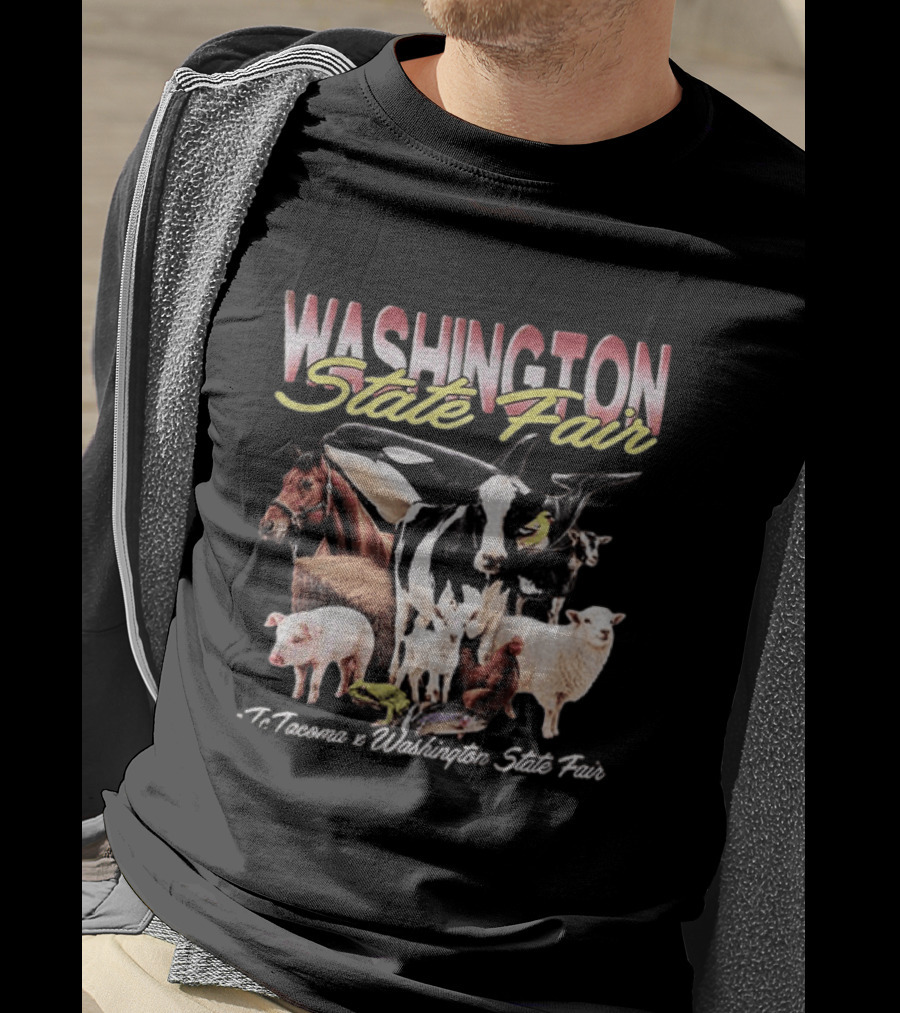 Washington State Fair Puyallup Tacoma Orca Cow Horse Sheep Pig Chicken Goat Frog Fish T-Shirt