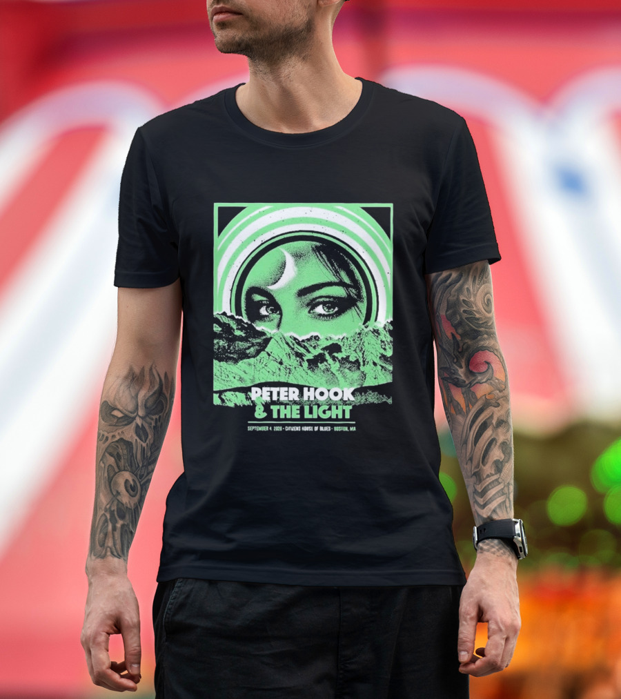 Peter Hook And The Light Boston MA Citizens House Of Blues September 4 2026 Event Crescent Moon Woman's Eyes Green Mountains T-Shirt