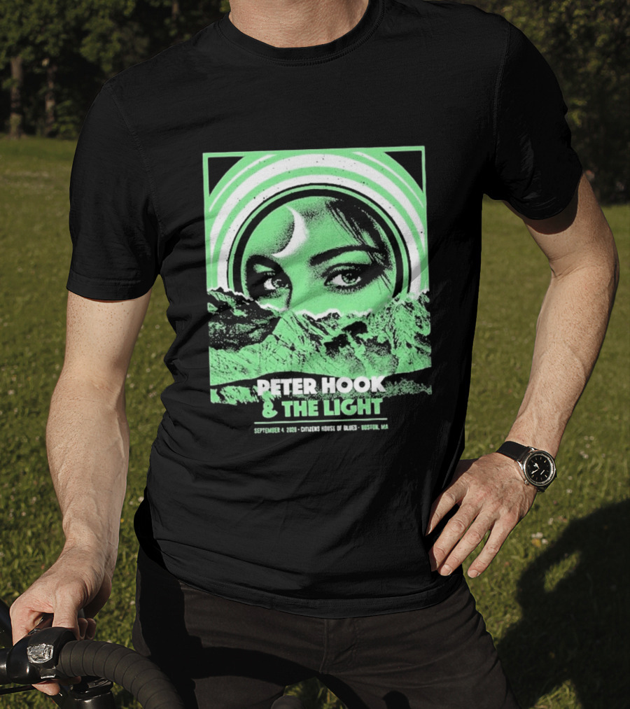 Peter Hook And The Light Boston MA Citizens House Of Blues September 4 2026 Event Crescent Moon Woman's Eyes Green Mountains T-Shirt