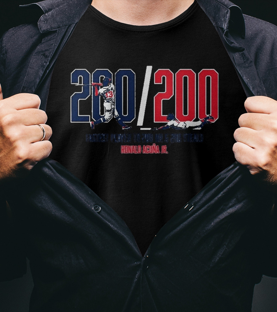 200/200 Fastest Player 200 HR 200 Steals Ronald Acuña Jr. T-Shirt