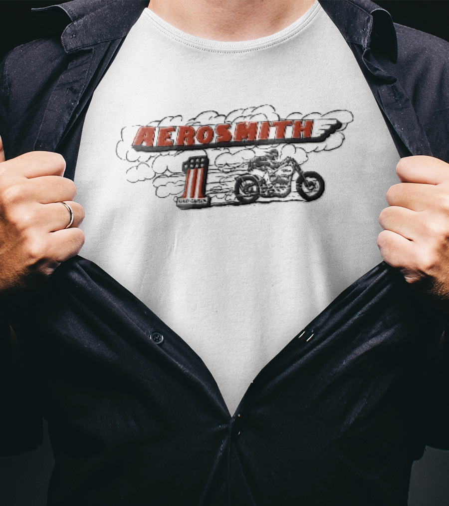 Aerosmith Harley Davidson Motorcycle Rider Speeding Clouds 1 T-Shirt