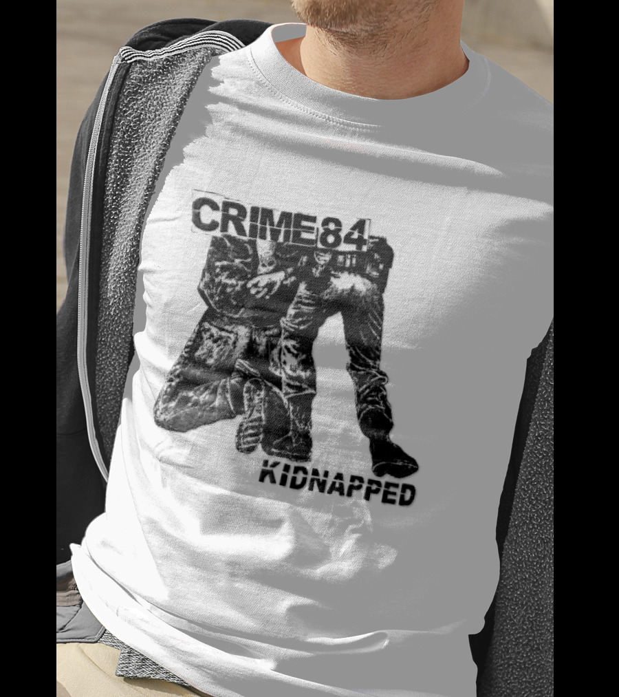 Crime 84 Kidnapped Kneeling Handcuffed Person Police Officer Sketch T-Shirt