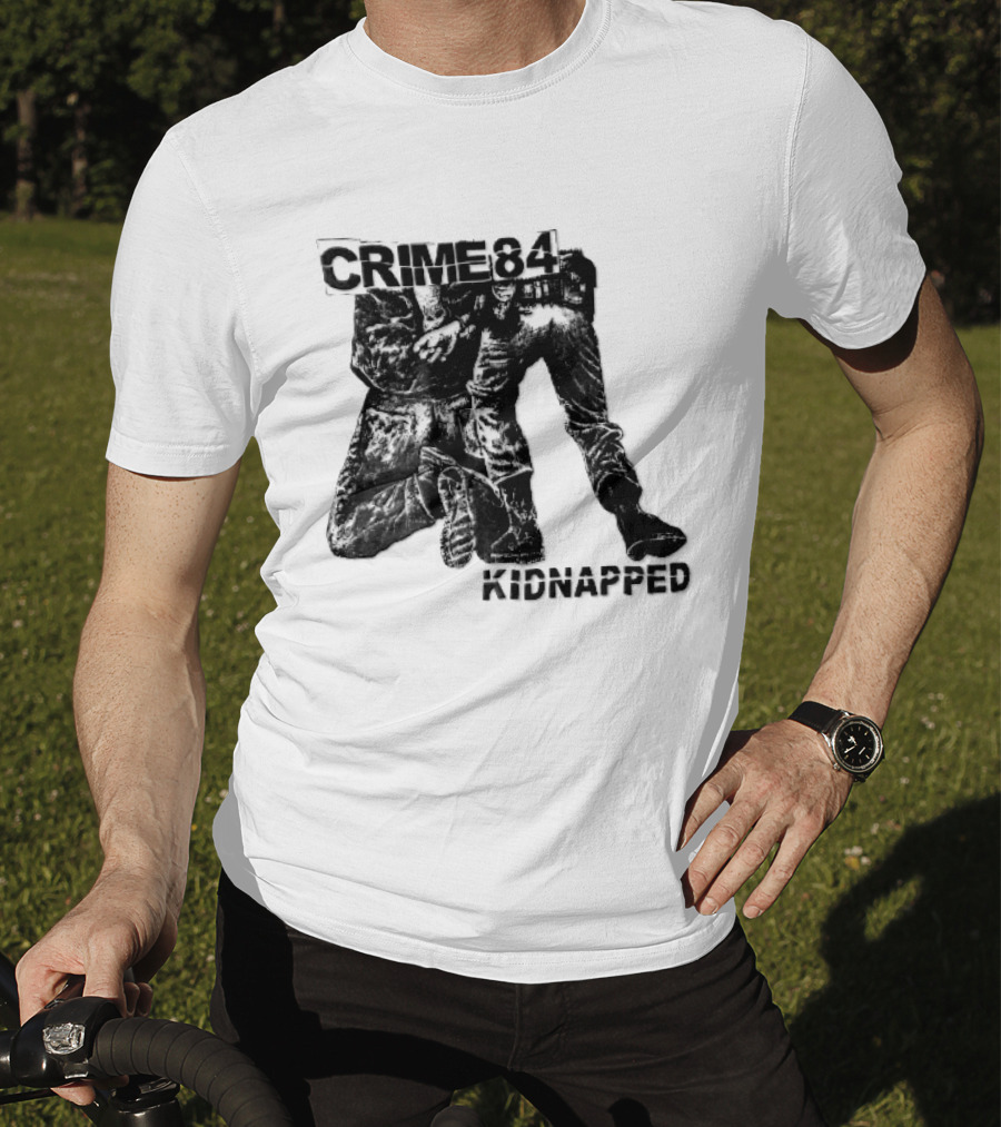 Crime 84 Kidnapped Kneeling Handcuffed Person Police Officer Sketch T-Shirt