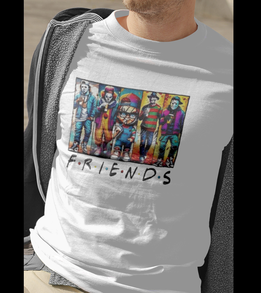 Friends TV Show Horror Movie Characters Coffee Cartoon T-Shirt