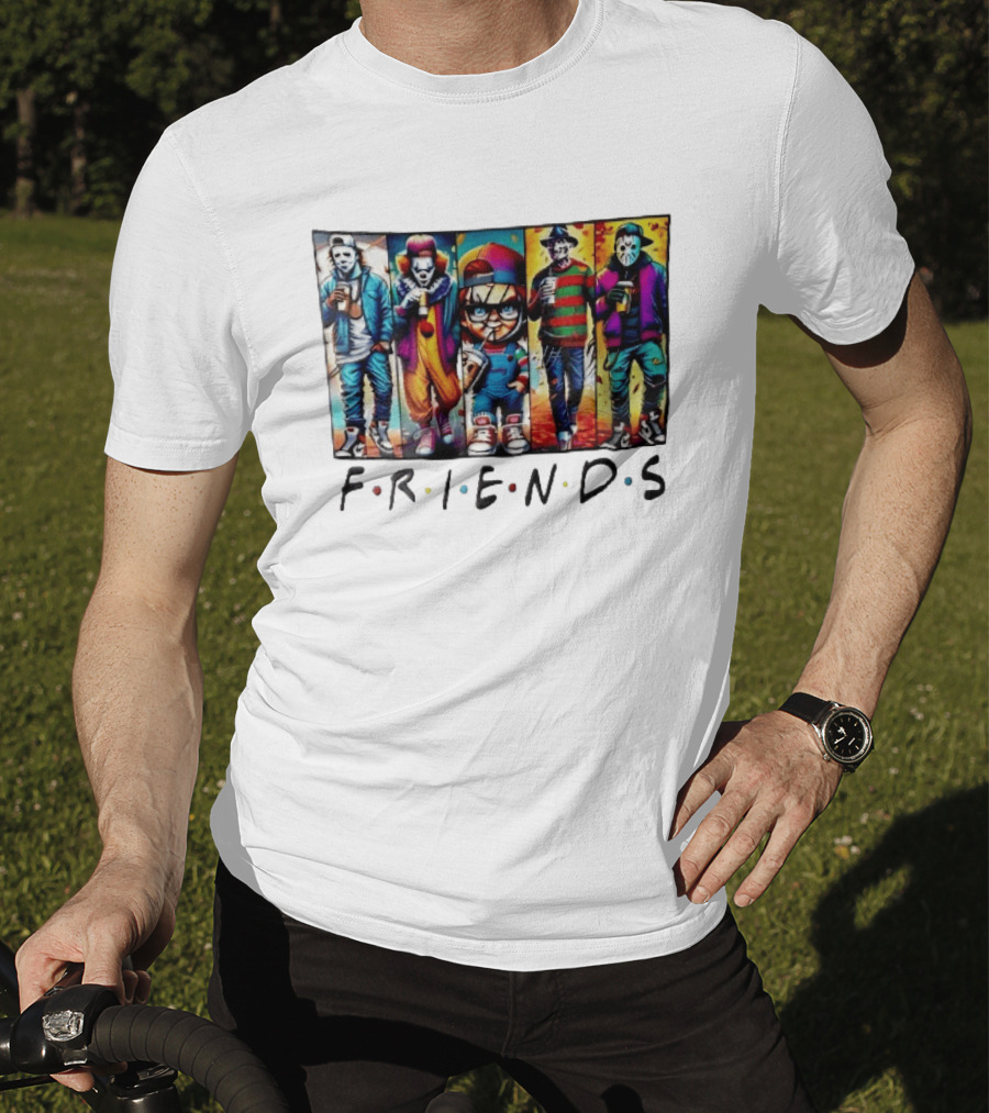 Friends TV Show Horror Movie Characters Coffee Cartoon T-Shirt