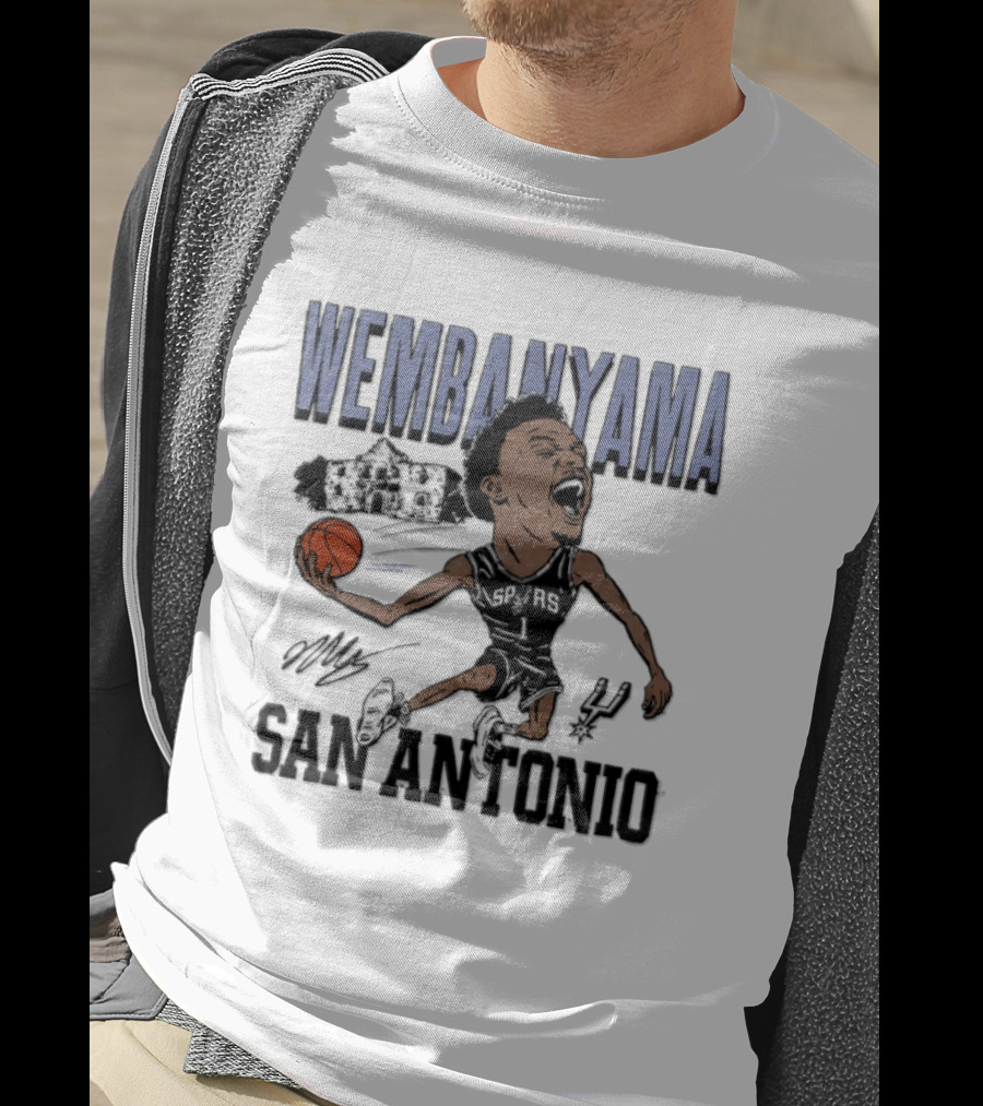 Wembanyama San Antonio Spurs Basketball NBA Caricature T-Shirt