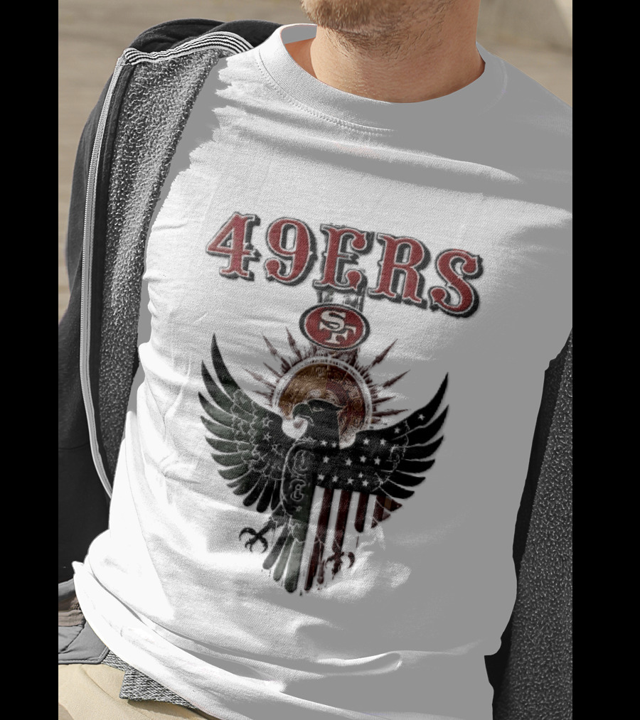 San Francisco 49ers Aztec Sunburst Eagle Mexican American Flag T-Shirt