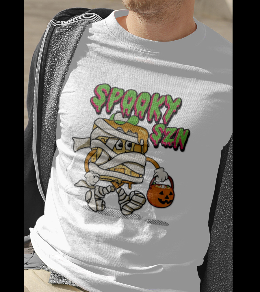 Spooky SZN Halloween 2026 Wrapped Waffle Monster With Pumpkin Bucket T-Shirt
