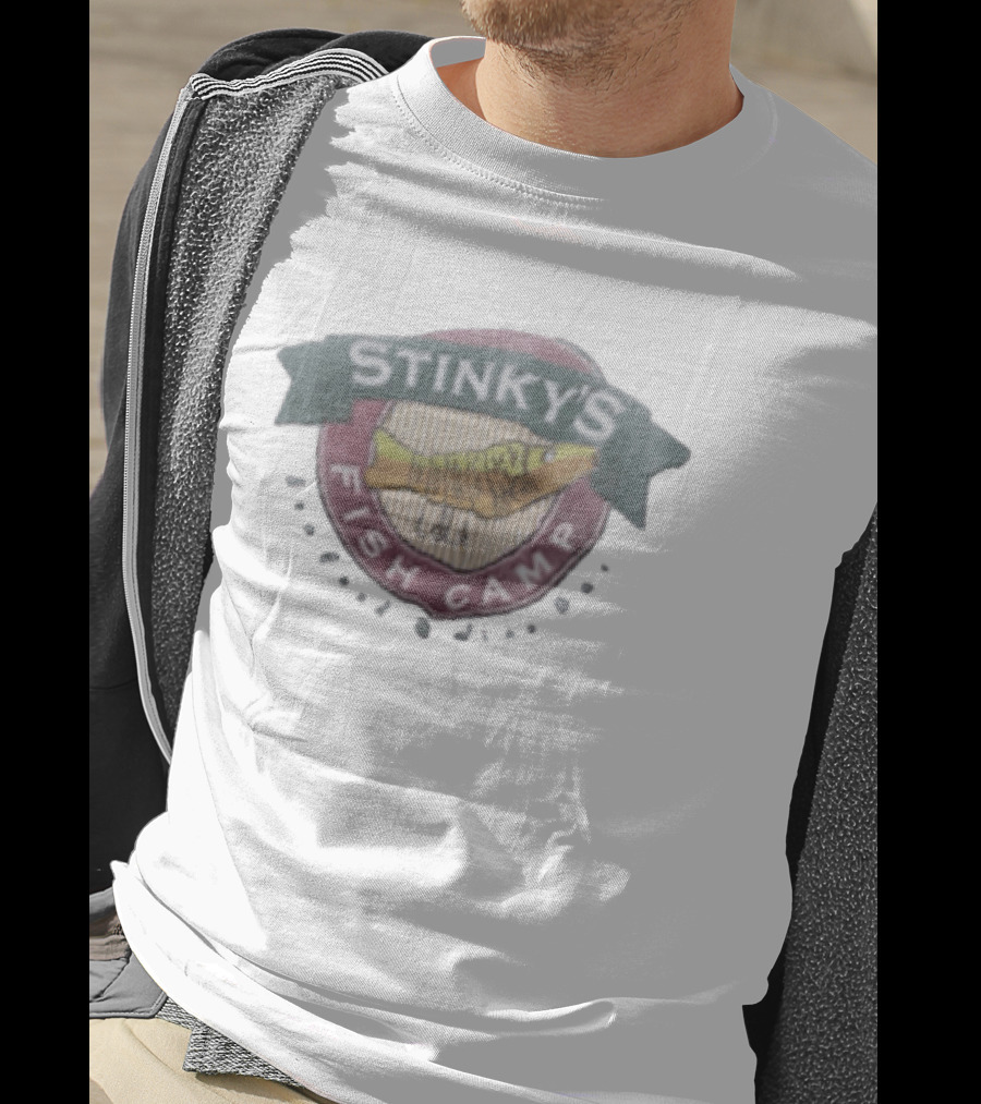 Stinky's Fish Camp Seafood And Wine Bar Logo With Fish T-Shirt