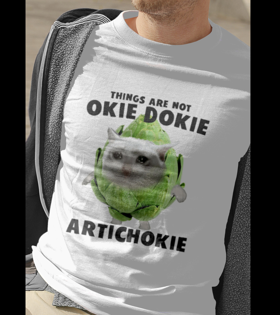 Things Are Not Okie Dokie Artichokie Sad Cat Meme T-Shirt