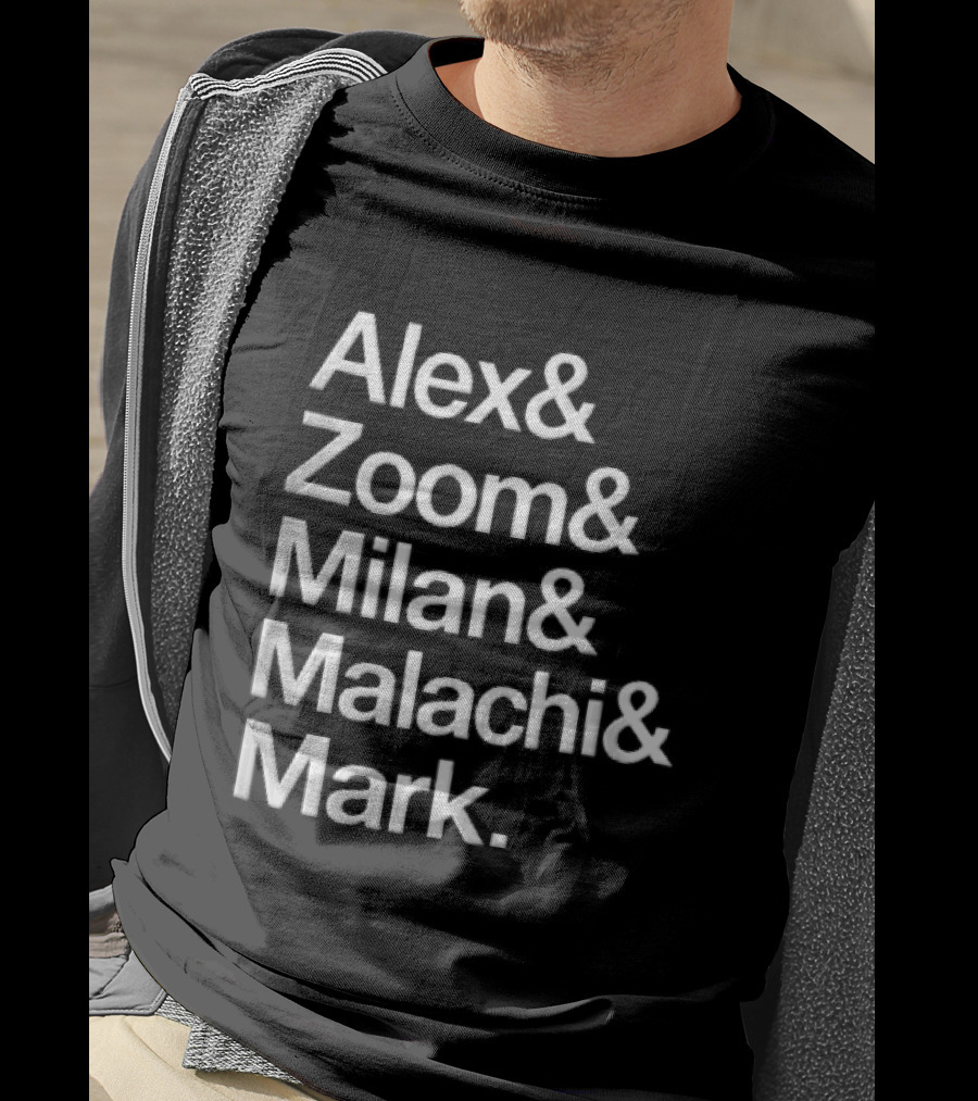 Alex Zoom Milan Malachi Mark Stacked White T-Shirt