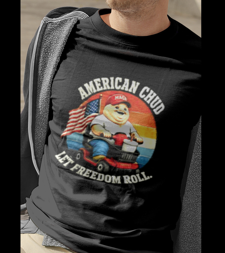 American Chud Let Freedom Roll MAGA Scooter With Flag T-Shirt