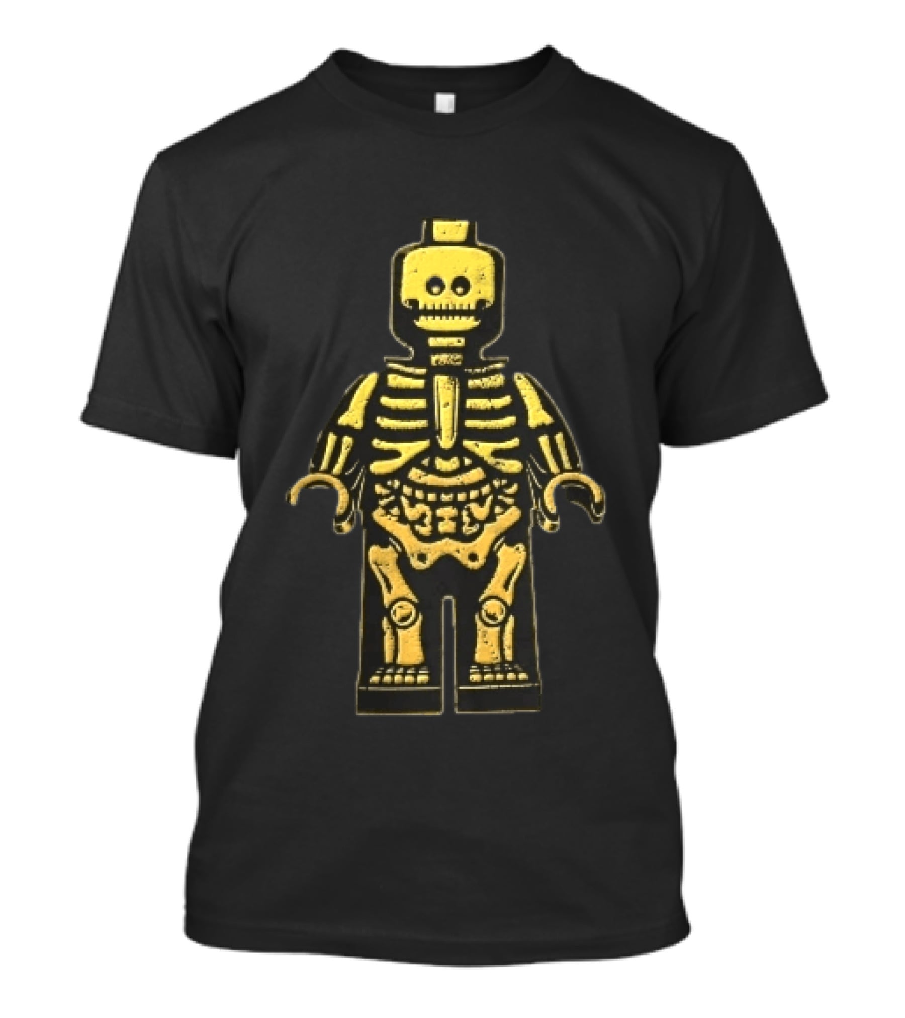 Lego Yellow Minifigure Skeleton X Ray Distressed Bones Line T-Shirt