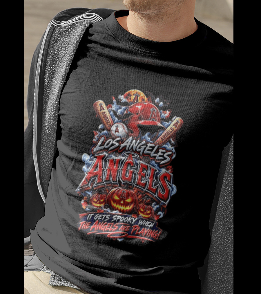 Los Angeles Angels Halloween Spooky Baseball T-Shirt