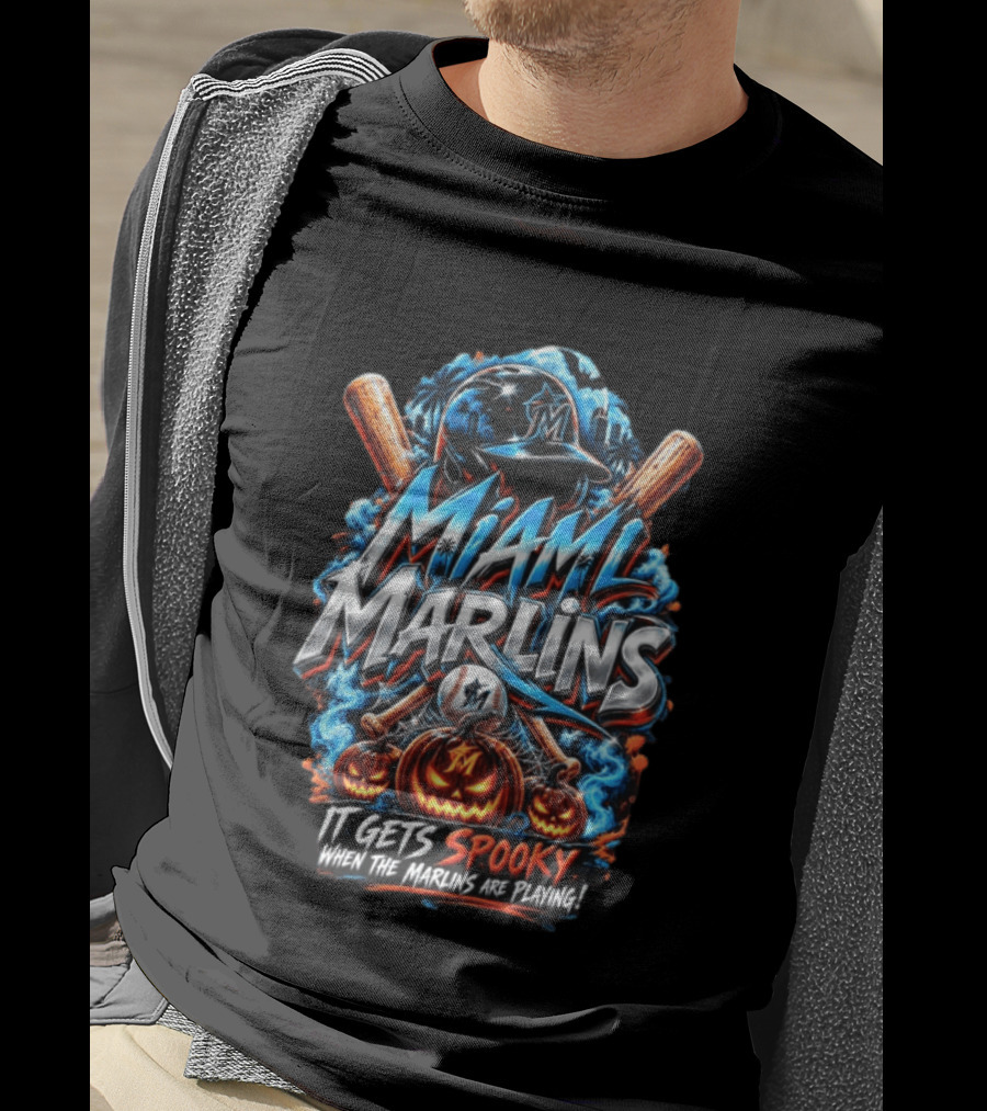 Miami Marlins MLB Spooky Halloween Baseball T-Shirt