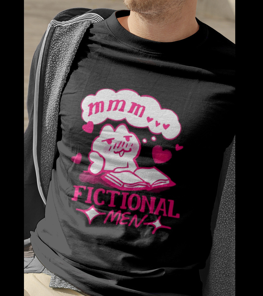 Fictional Men Mmm Hearts Cute Cartoon Reading T-Shirt