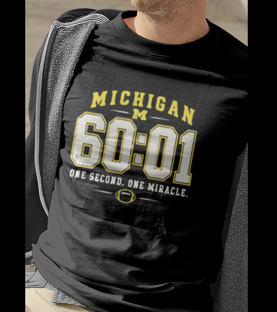 Michigan Wolverines 60 01 One Second One Miracle Football T-Shirt