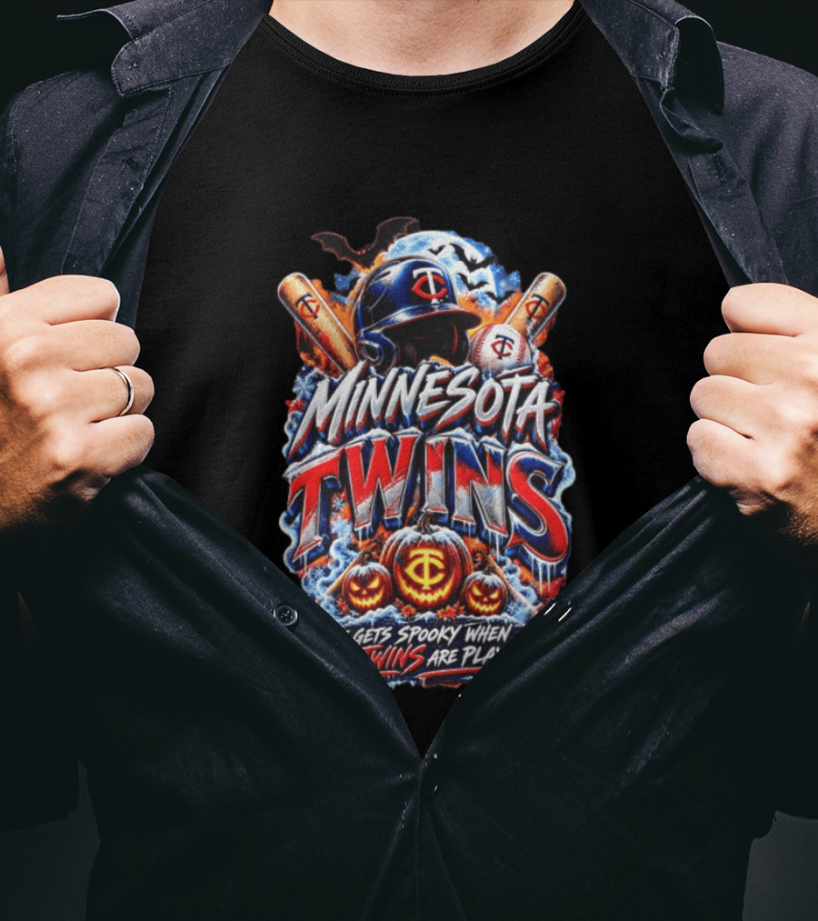 Minnesota Twins Halloween Spooky Baseball T-Shirt