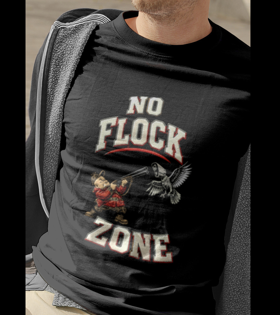 No Flock Zone Hunter With Surveillance Bird Vintage Look T-Shirt