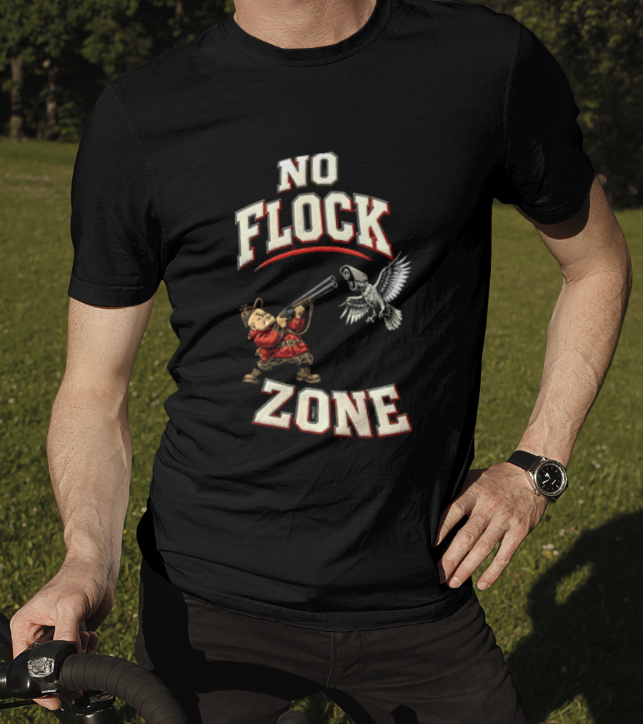 No Flock Zone Hunter With Surveillance Bird Vintage Look T-Shirt