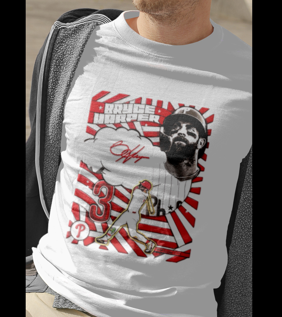 Bryce Harper Philadelphia Phillies 2026 MLB Signature Number 3 T-Shirt