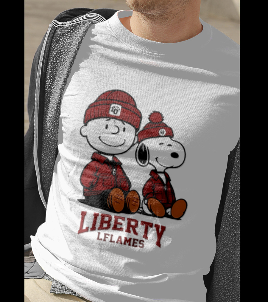 Charlie Brown Snoopy Liberty Flames NCAA Football 2026 Peanuts Collaboration T-Shirt
