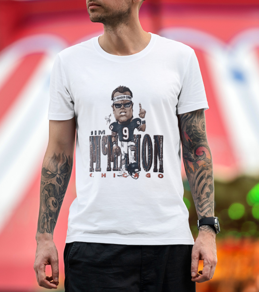 Chicago Bears Jim McMahon Were Number One Caricature Player Helmet T-Shirt