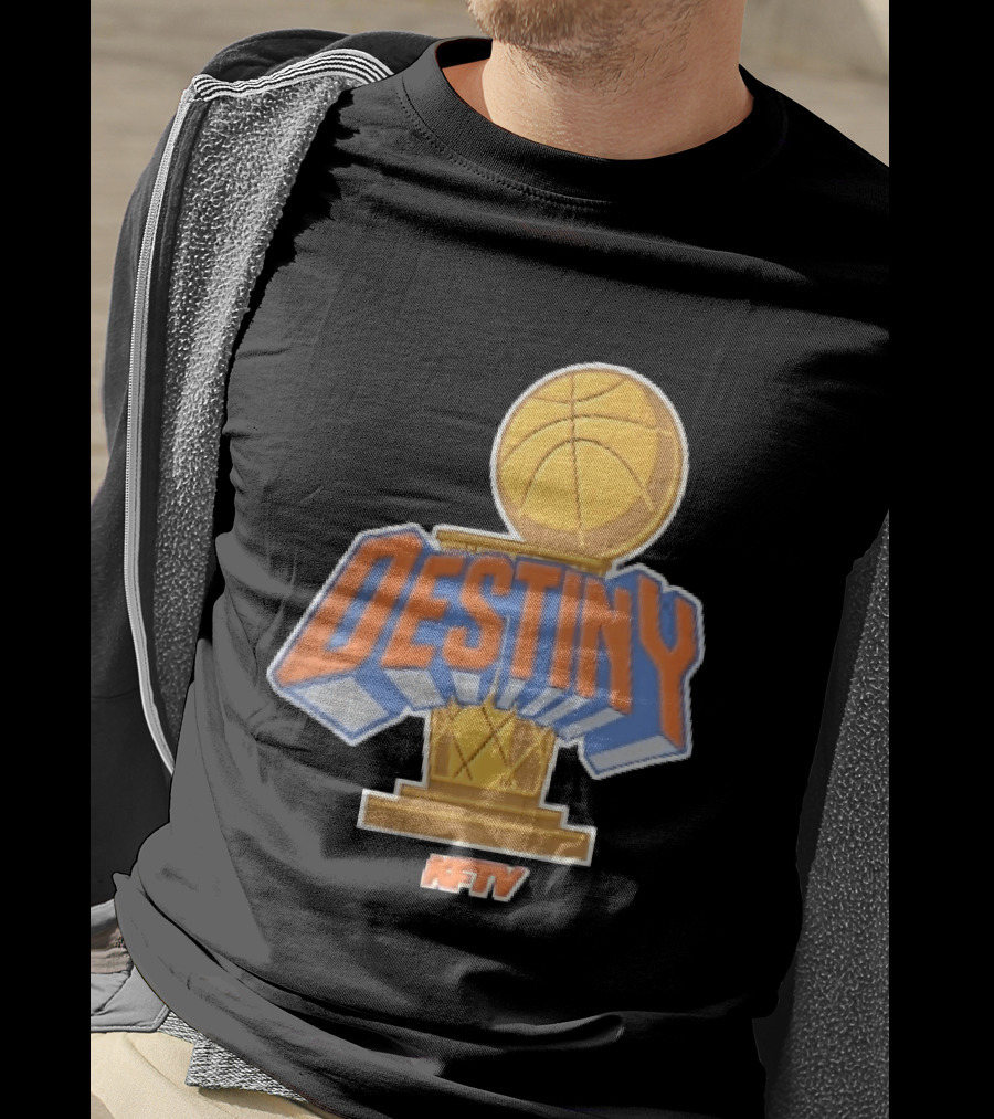 Destiny Gold Basketball Hoop Trophy Cartoon KFTV Orange Lettering T-Shirt