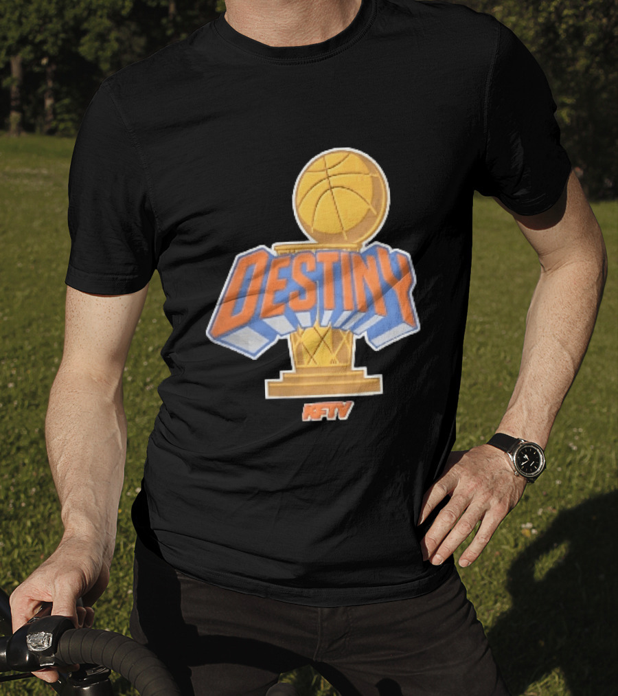 Destiny Gold Basketball Hoop Trophy Cartoon KFTV Orange Lettering T-Shirt