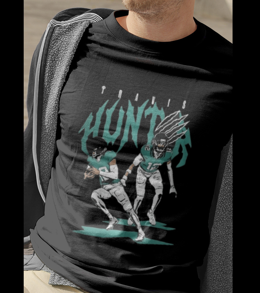 Travis Hunter Football Players Claw Marks Action Poses T-Shirt