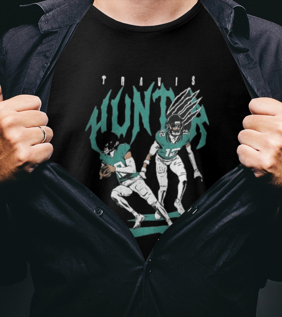 Travis Hunter Football Players Claw Marks Action Poses T-Shirt