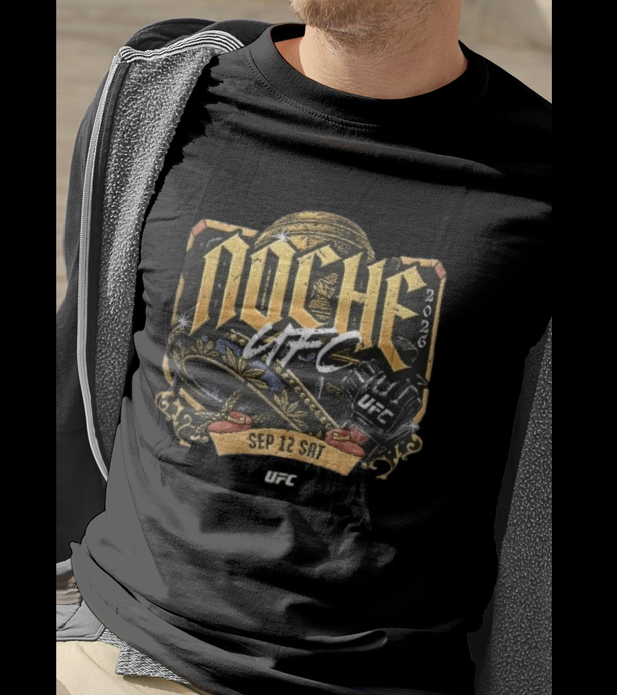 Noche UFC Sep 12 2026 Sombrero MMA Fight Glove Gold Ribbon T-Shirt