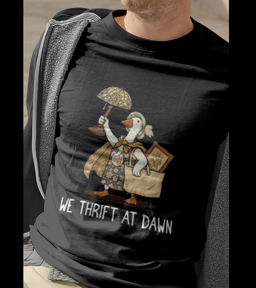 We Thrift At Dawn Vintage Goose With Lamp And Bag T-Shirt