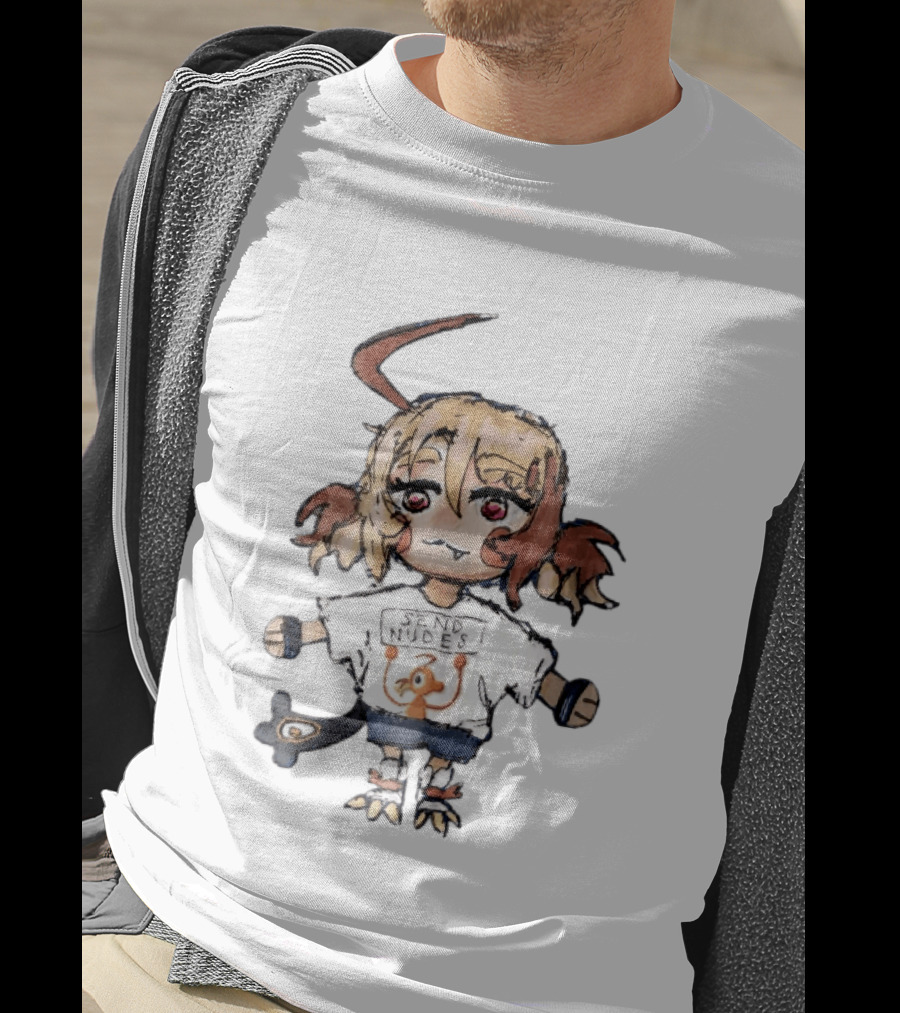 Send Nudes Chibi Anime Orange Creature Sketch T-Shirt