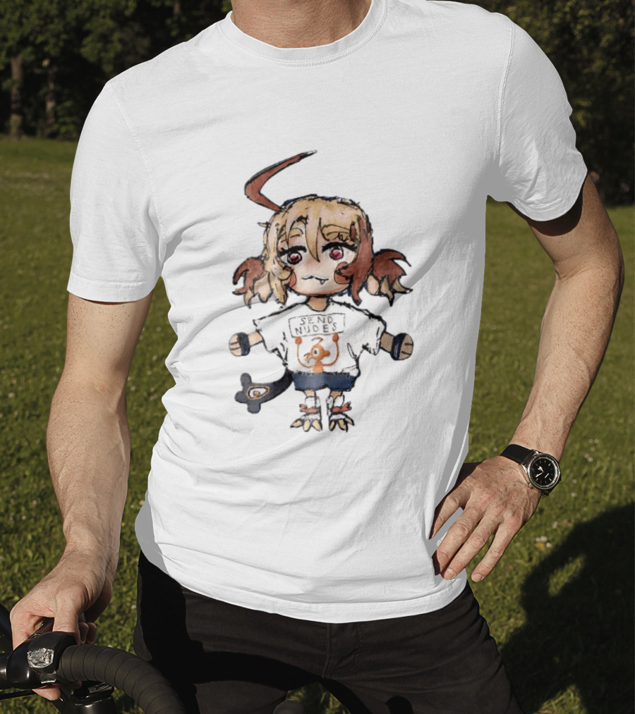 Send Nudes Chibi Anime Orange Creature Sketch T-Shirt