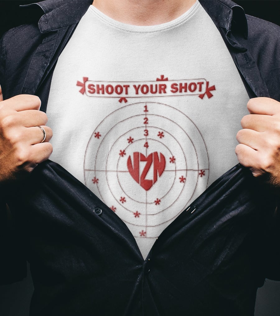 Shoot Your Shot Red Heart Concentric Target Board Vzn Asterisk Impacts T-Shirt