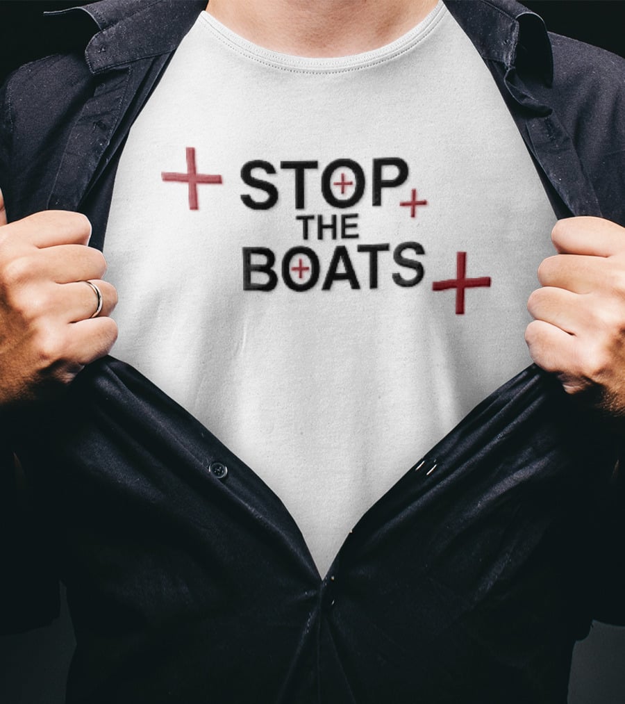 Stop The Boats Red Plus Sign T-Shirt
