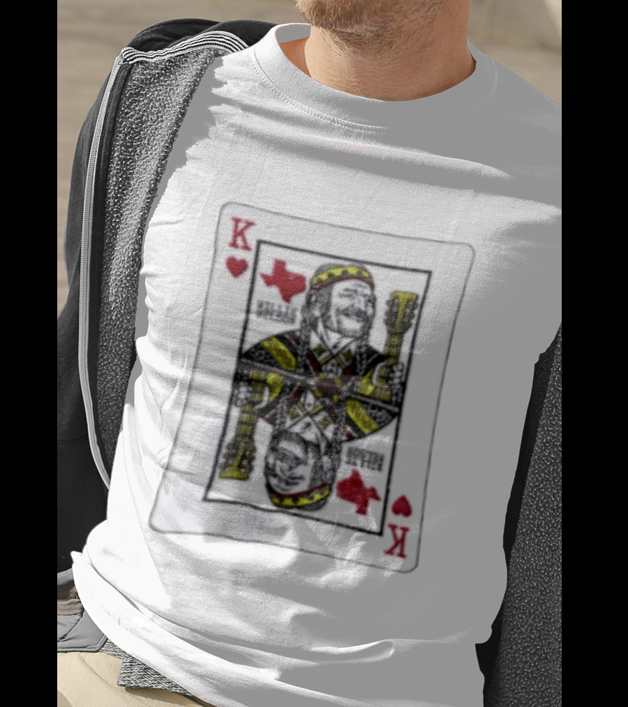 King Of Hearts Willie Nelson Texas Playing Card T-Shirt