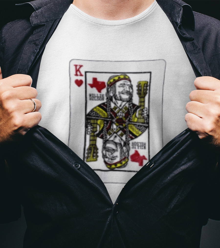 King Of Hearts Willie Nelson Texas Playing Card T-Shirt