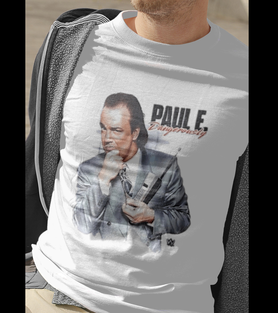 PAUL E Dangerously Manager Holding Brick Cell Phone WWE T-Shirt