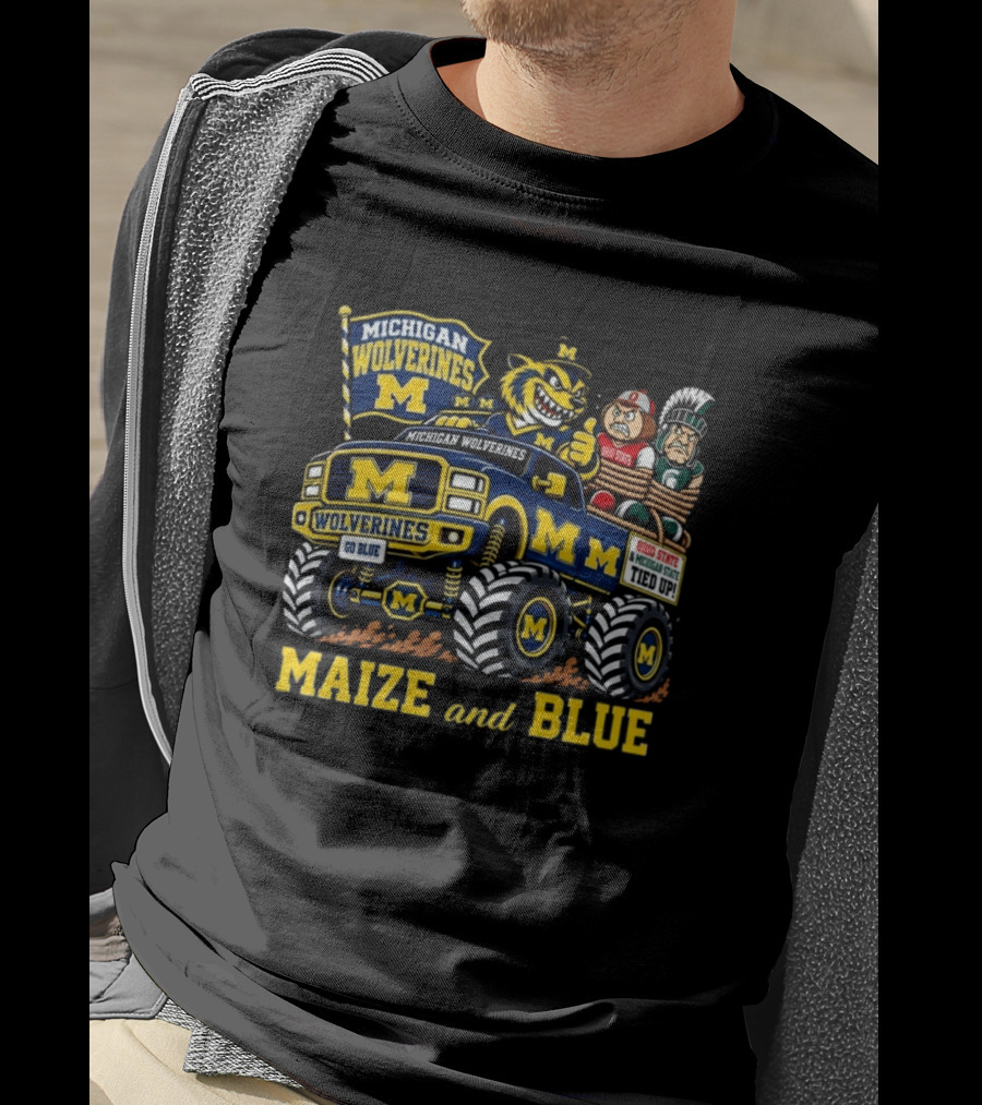 Michigan Wolverines Maize And Blue 2026 Ohio State And Michigan State Tied Up T-Shirt