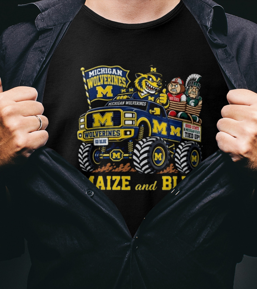 Michigan Wolverines Maize And Blue 2026 Ohio State And Michigan State Tied Up T-Shirt