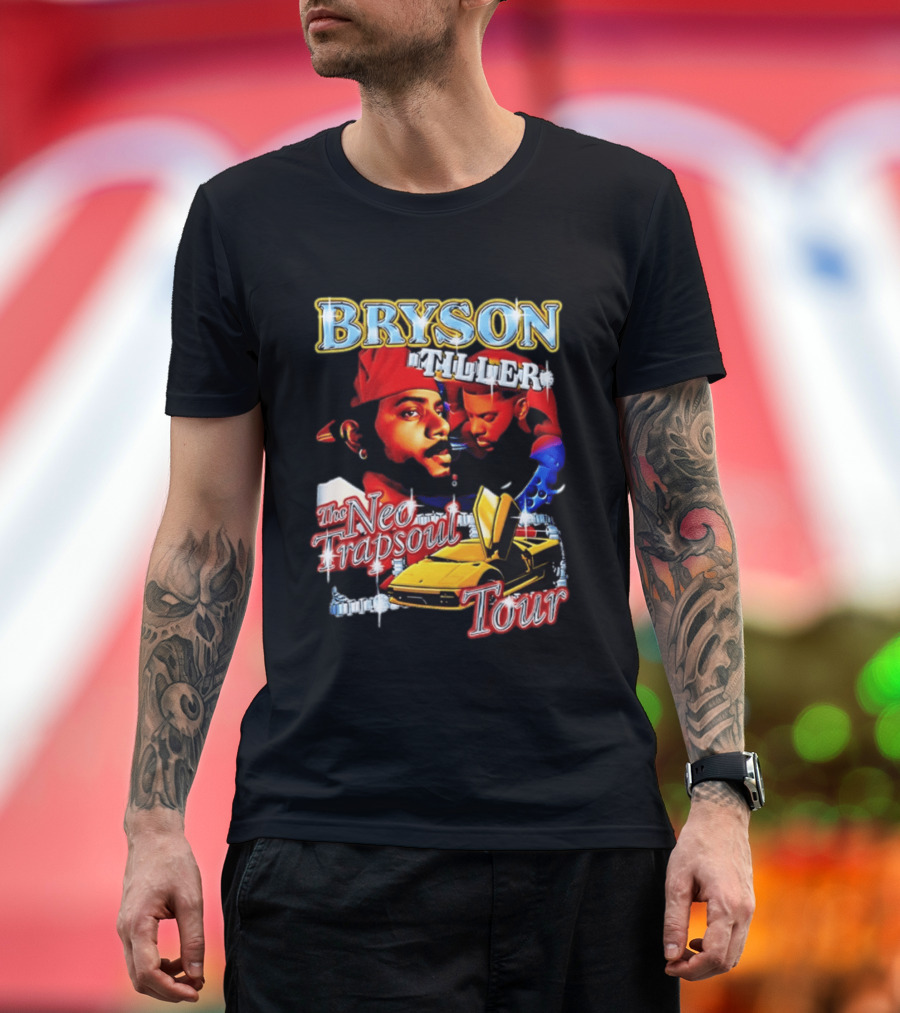 Bryson Tiller The Neo Trapsoul Tour 3D Graffiti Style Art With Yellow Car T-Shirt
