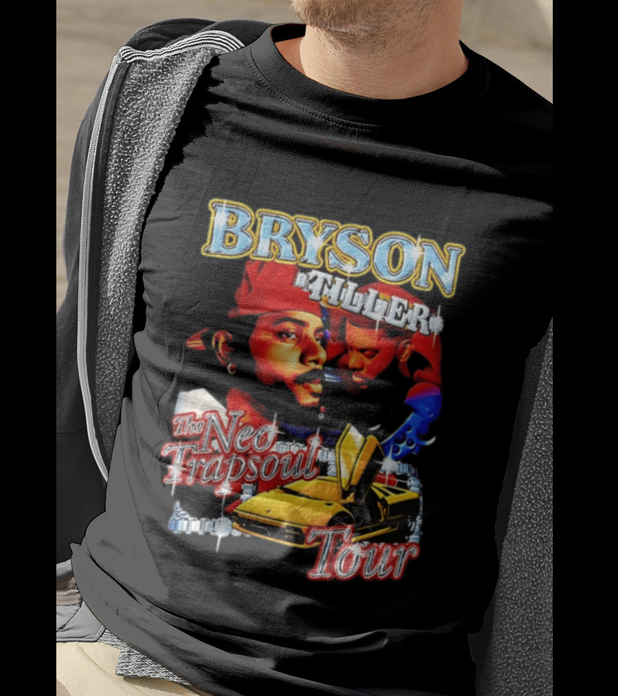 Bryson Tiller The Neo Trapsoul Tour 3D Graffiti Style Art With Yellow Car T-Shirt
