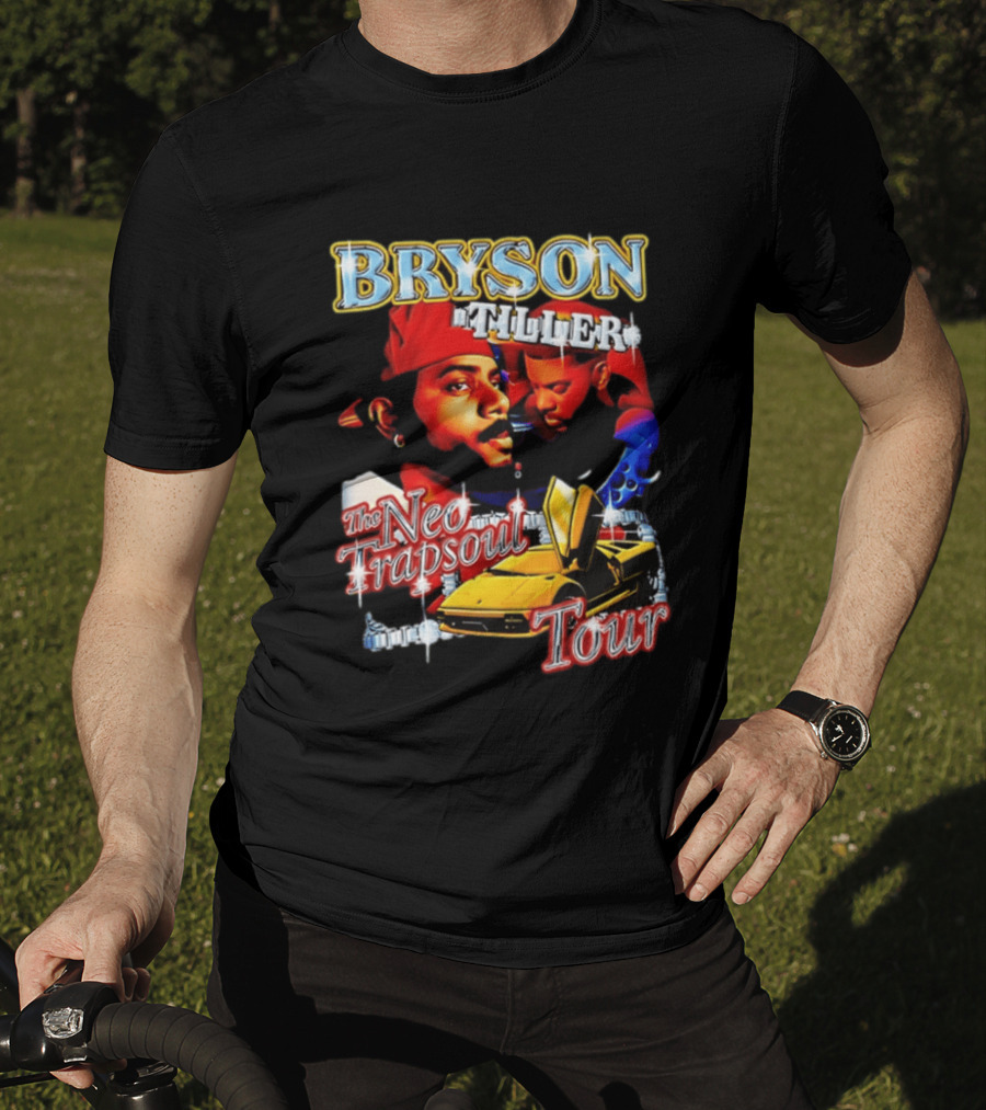 Bryson Tiller The Neo Trapsoul Tour 3D Graffiti Style Art With Yellow Car T-Shirt