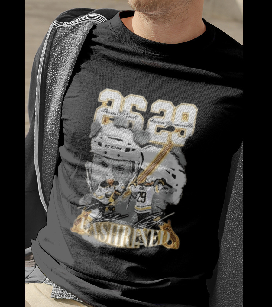 Thomas Vanek Jason Pominville 2026 Player Photos 26 29 Enshrined Buffalo Sabres Crossed Swords T-Shirt