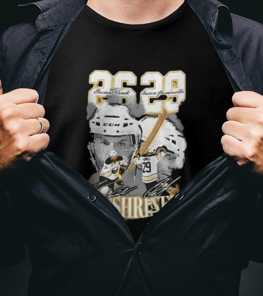 Thomas Vanek Jason Pominville 2026 Player Photos 26 29 Enshrined Buffalo Sabres Crossed Swords T-Shirt